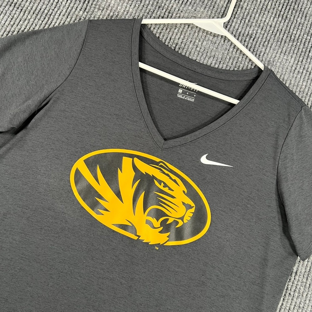 Missouri Tigers Shirt Womens Large Black Nike Short Sleeve V Neck NCAA Football